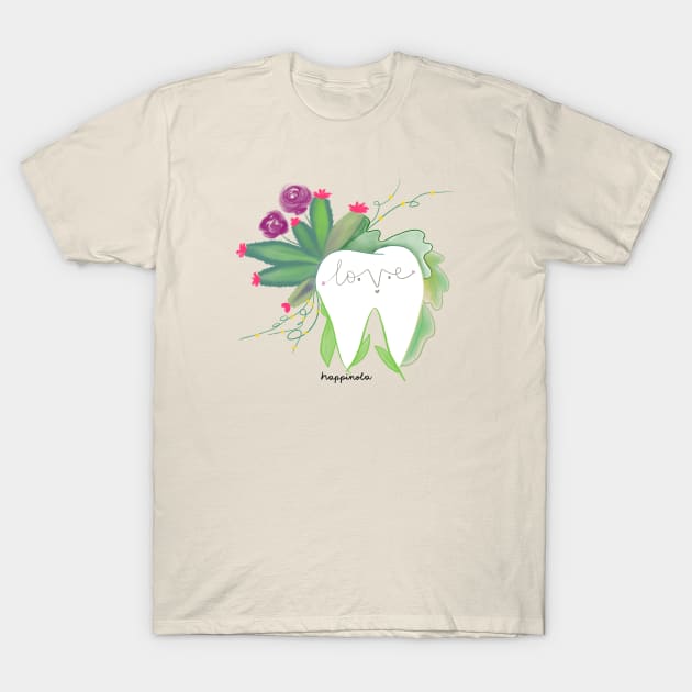 Molar Love illustration - for Dentists, Dental Hygienists, Dental Students, Dental Staff or anyone who loves teeth T-Shirt by Happimola